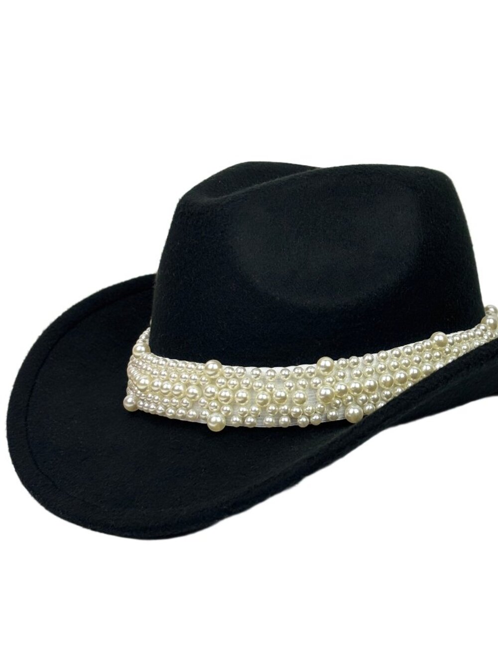 Black Pearl Beaded Cowboy Hat Western Cowgirl Rodeo Ranch Country Womens Fashion